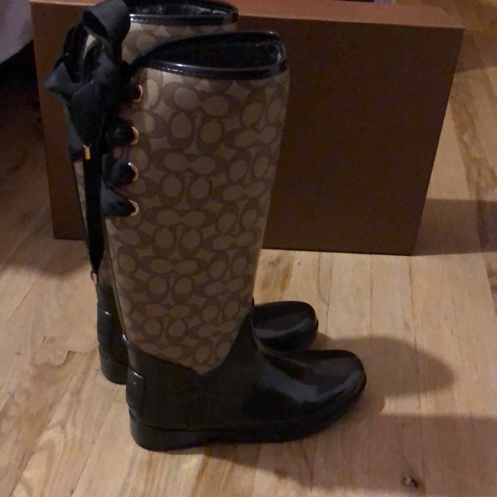 NWT Coach Tristee Rainboots Almond Toe Knee High